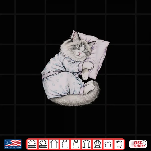Design Sleeping Pajama Ragdoll Cat Drawing Art Design Shirt