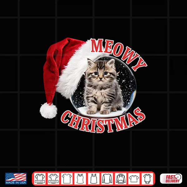 Design Snow Globe Maine Coon Cat Meowy Christmas Shirt