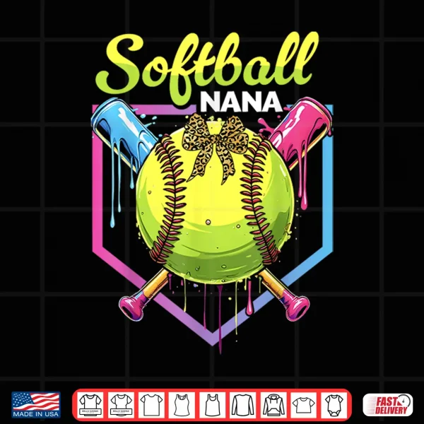 Design Softball Drip Nana Ice Cream Softball Bow Mothers Day Shirt