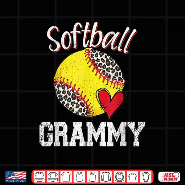 Design Softball Grammy Leopard Tee Ball Funny Mothers Day Shirt