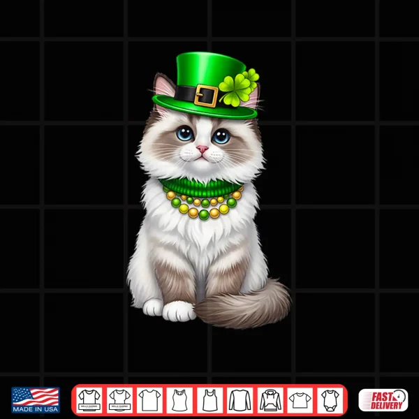 Design St Patricks Day Ragdoll Cat Leprechaun Hat Shamrock Shirt