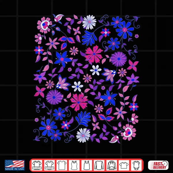 Design Subtle Bi Pride Bisexual Rainbow Wildflowers LGBT Month Shirt