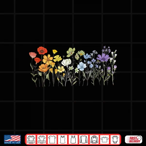 Design Subtle Wildflowers LGBTQ Month Rainbow Florals Gay Pride Shirt