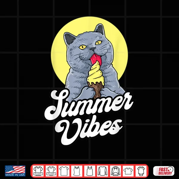 Design Summer Vibes Ice Cream Cone British Shorthair Cat Lover Shirt