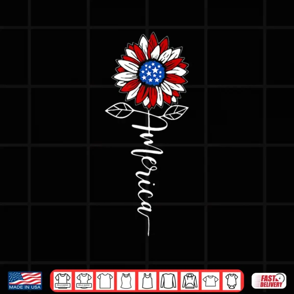 Design Sunflower 250 Years American Flag 4th of July Patriotic Shirt