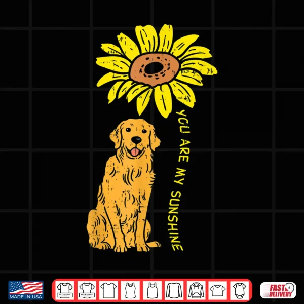 Design Sunflower Sunshine Golden Retriever Pet Dog Girls Women Gift Shirt