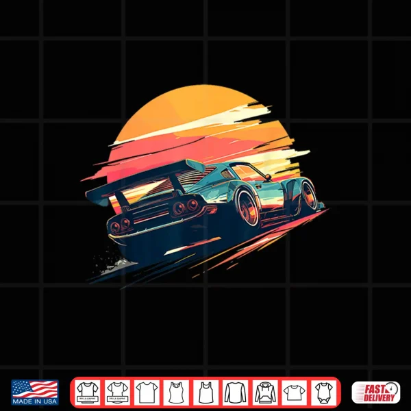 Design Sunset Speedster Retro Race Car Enthusiast Automotive Art Shirt