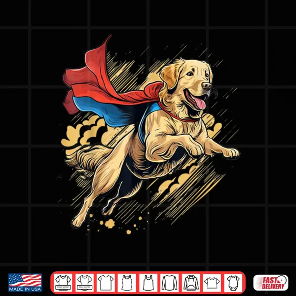 Design Superhero Golden Retriever Red Cape Super Hero Dog Shirt