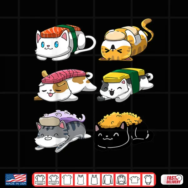 Design Sushi Cats Sushi Lover Cat Lover Kawaii Anime Neko Shirt