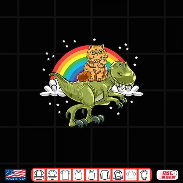 Design T Rex Dino Persian Cat Rainbow Cute Feline Cat Lover Gift Shirt