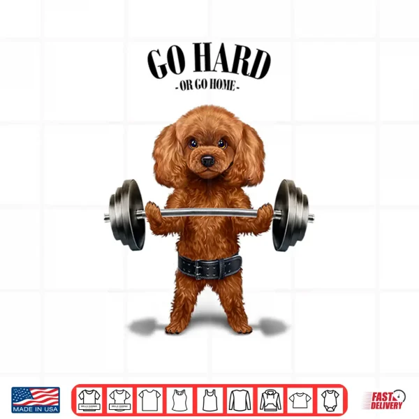 Design Tan Poodle Dog Weightlifting in Fitness Gym Shirt