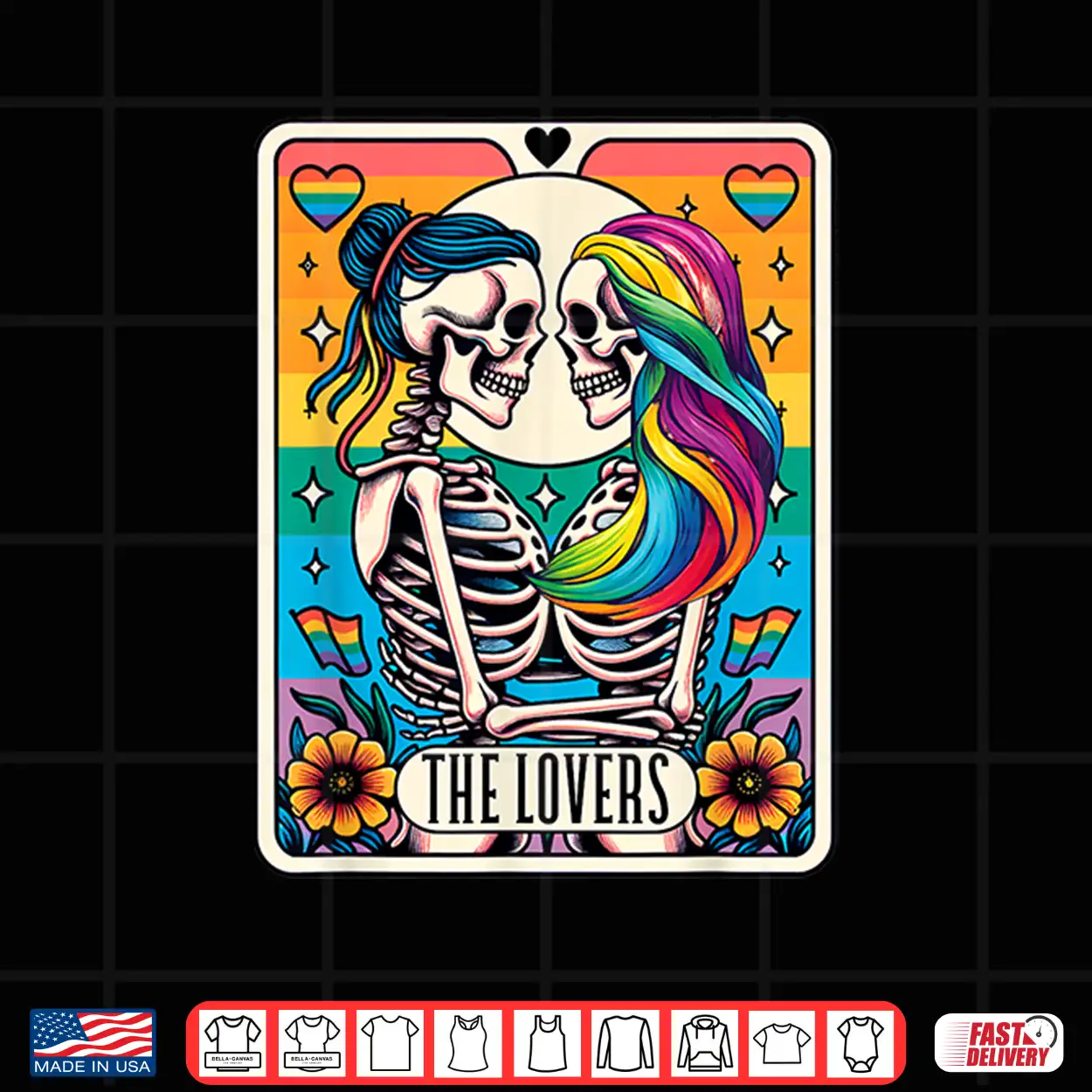 Tarot Card The Lovers Rainbow Kissing Lesbian Skeletons Shirt Tarot Card The Lovers Rainbow Kissing Lesbian Skeletons Shirt