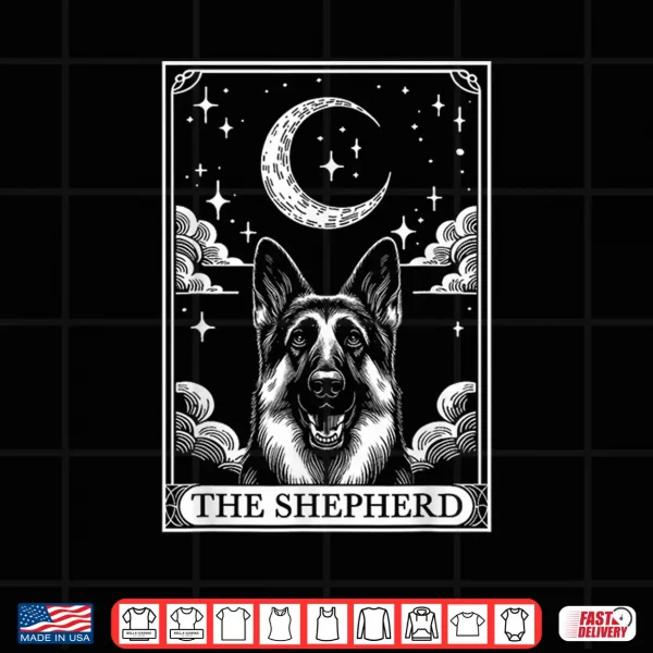 Design Tarot Card Vintage Crescent Moon German Shepherd Dog Mom Shirt