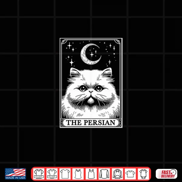 Design Tarot Card Vintage Crescent Moon Persian Cat Mom Cat Lovers Shirt