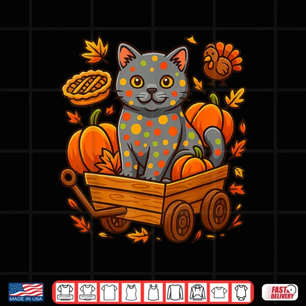 Design Thankful British Shorthair Cat Kitten Thanksgiving Pumpkin P Shirt