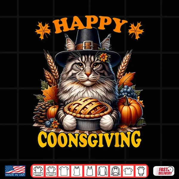 Design Thanksgiving Maine Coon Cat Professional Minimalist Modern Graphic Shirt