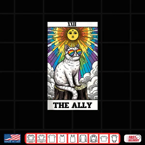 Design The Ally Cat Rainbow LGBTQ Tarot Card Les Gay Pride Support Shirt