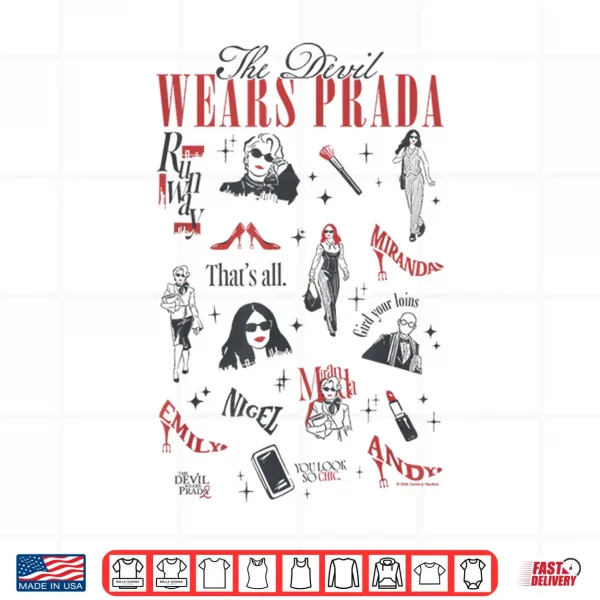 Design The Devil Wears Prada 2 Minimalistic Art Icons Collage Shirt