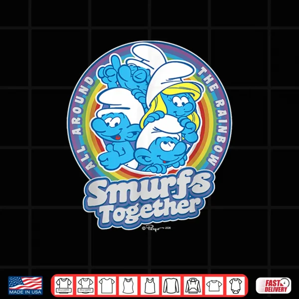 Design The Smurfs All Around The Rainbow Smurfs Together Shirt