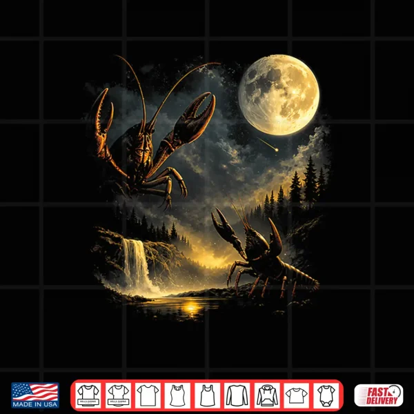 Design Three Crawfish Moon Crawfish Howling to The Moon Shirt