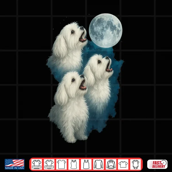 Design Three Maltese Howling At The Moon 3 Maltipoo Moon Shirt