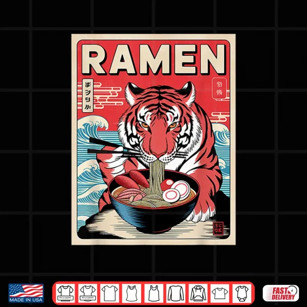 Design Tiger Ramen Japanese Noodles Kawaii Anime Tiger Shirt