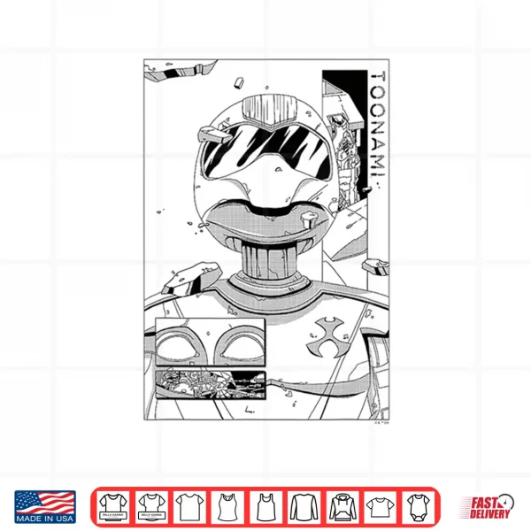 Design Toonami T.O.M. Manga Sketch Boxed Portrait Shirt