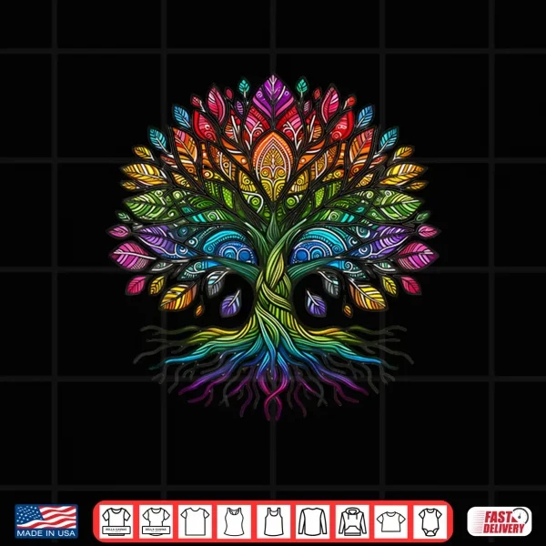 Design Tree Life Rainbow LGBTQ Cool Gay Pride Flag Ally Kids Men Shirt