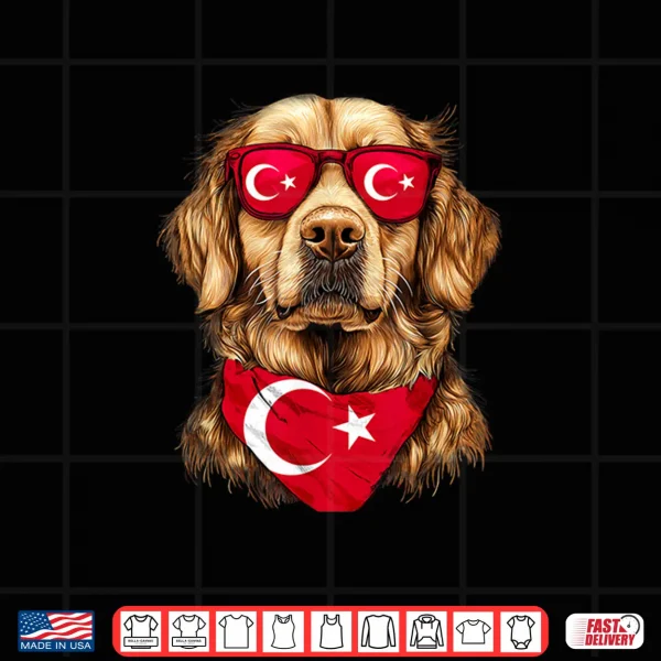 Design Turkish Flag Golden Retriever Dog Heritage Turkey Shirt