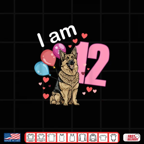 Design Twelfth Birthday German Shepherd Owner Twelve Years Old Shirt