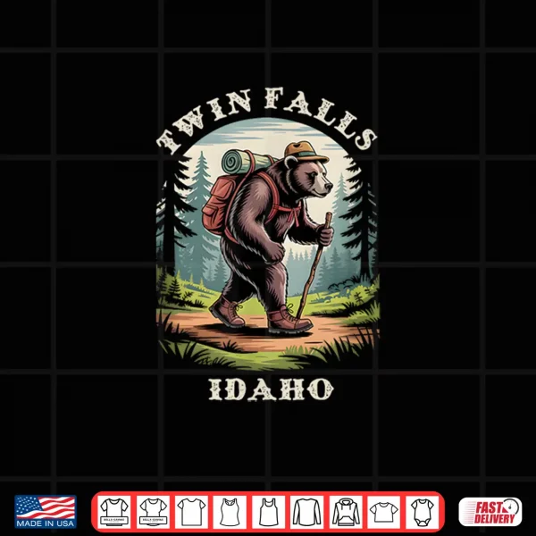 Design Twin Falls Idaho Hiking Trail Adventure Bear Shirt