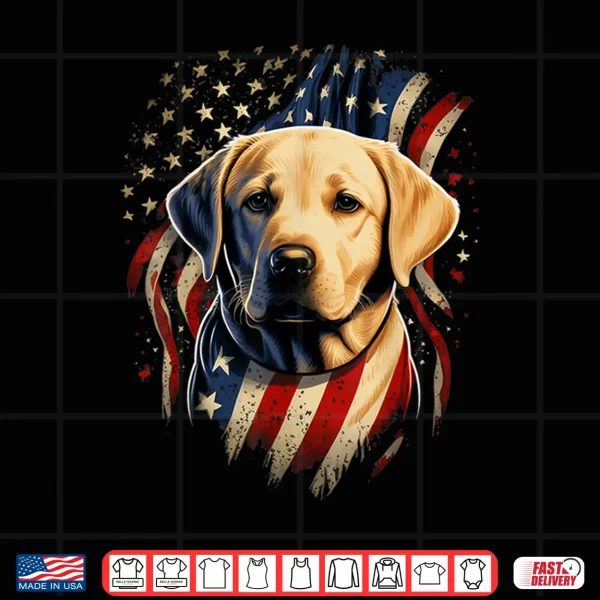 Design USA 4th Of July Yellow Patriotic American Labrador Retriever Shirt