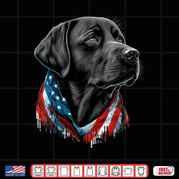 Design USA 4th Of July black Patriotic American Labrador Retriever Shirt