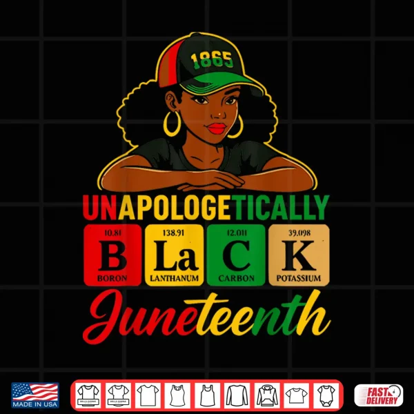 Design Unapologetically Black Woman Juneteenth 1865 Periodic Women Shirt