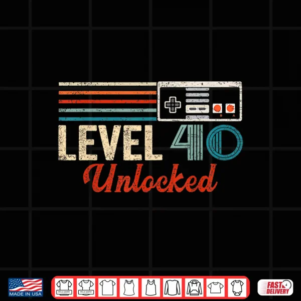 Design Unlocked Level 40 Birthday Boy Video Game Controller Shirt