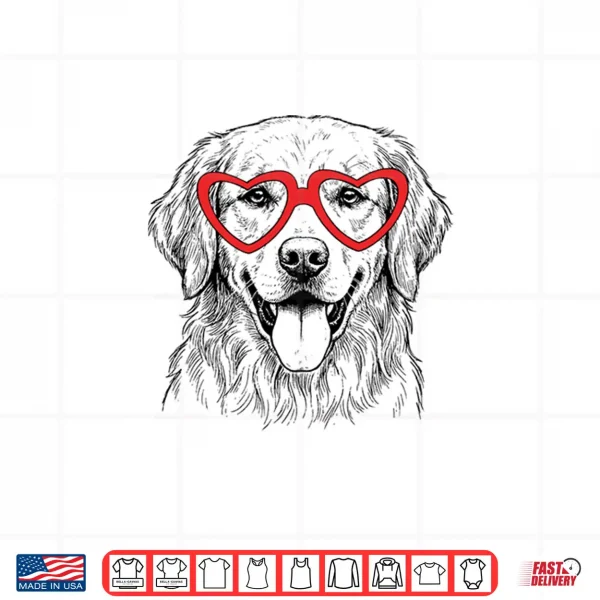 Design Valentines Golden Retriever Cute Funny Dog Shirt