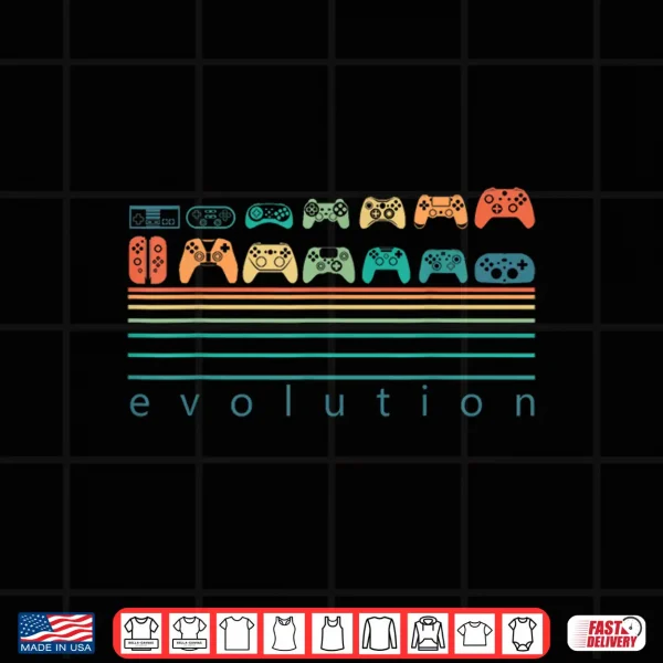 Video Game Controller Evolution 80S 90S Retro Gaming Gamer Shirt 4 Design Video Game Controller Evolution 80s 90s Retro Gaming Gamer Shirt
