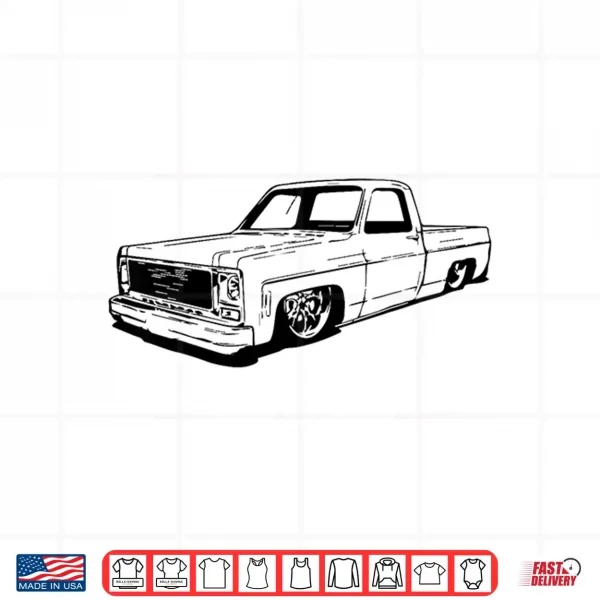 Design Vintage 73 87 Mini C10 Truck Slammed Graphic Dad Gag Father Shirt
