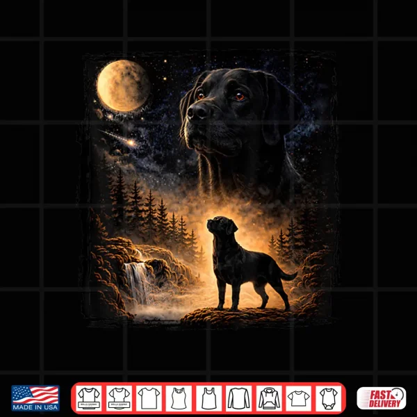 Design Vintage 90s Black Labrador Retriever Howling at The Moon Shirt