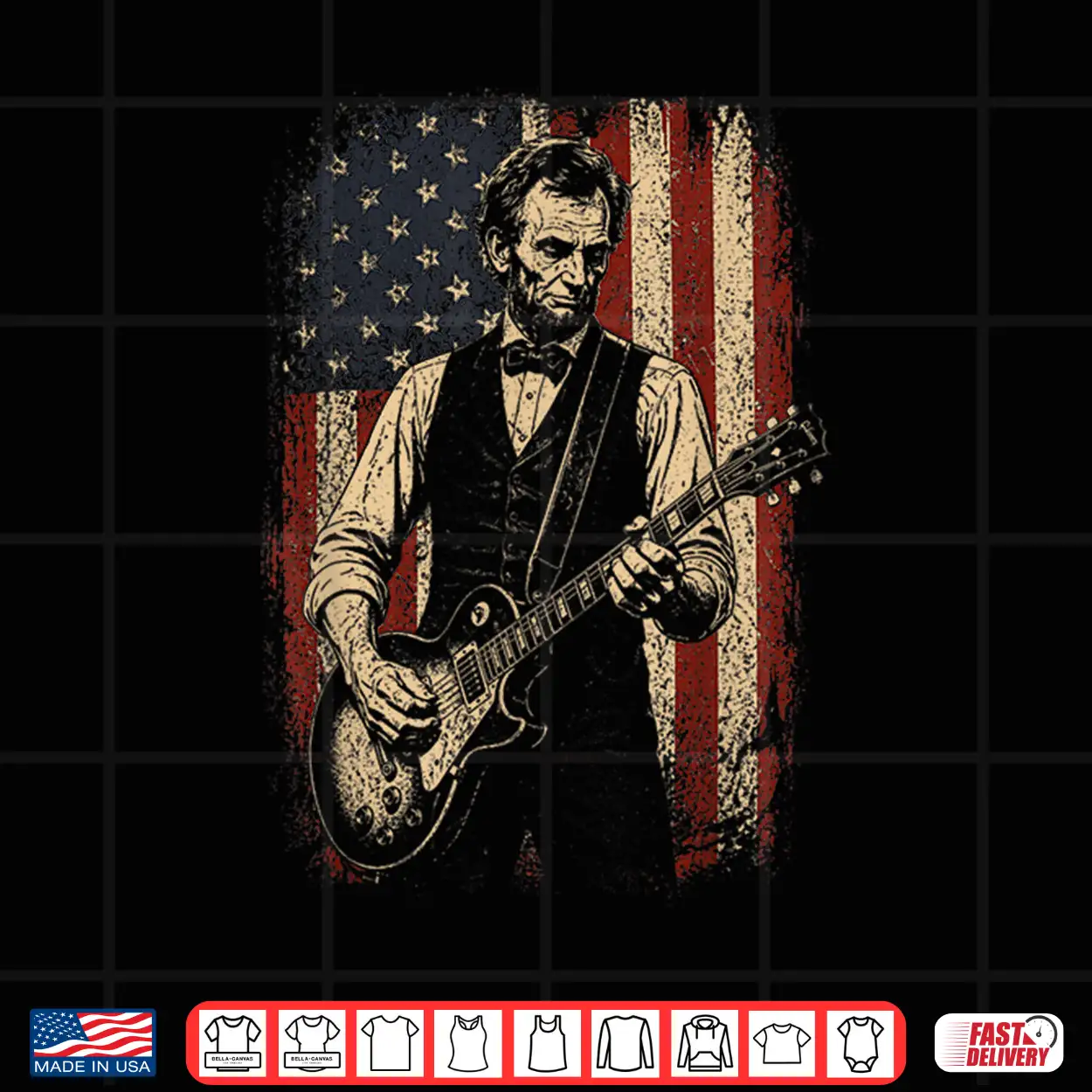 Vintage Abraham Lincoln Abe Lincoln Playing Guitar Usa Flag Shirt Vintage Abraham Lincoln Abe Lincoln Playing Guitar Usa Flag Shirt