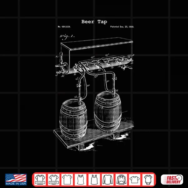 Design Vintage Beer Tap Blueprint Shirt Craft Brewing Brewery Tee