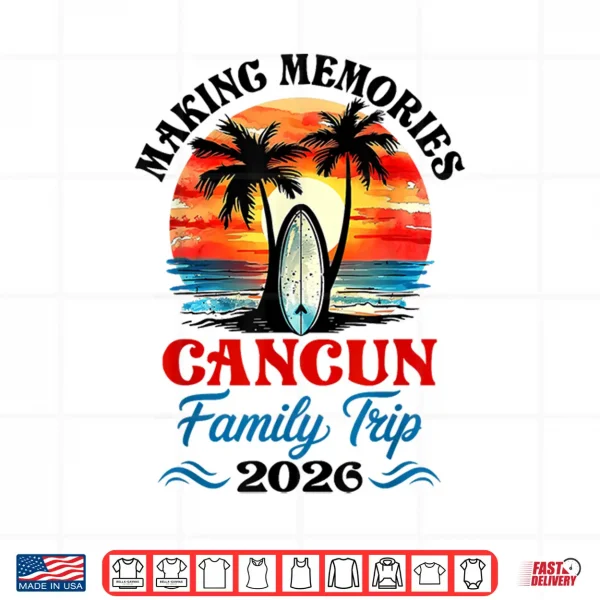 Design Vintage Cancun Vacation Family Trip 2026 Matching Family Shirt