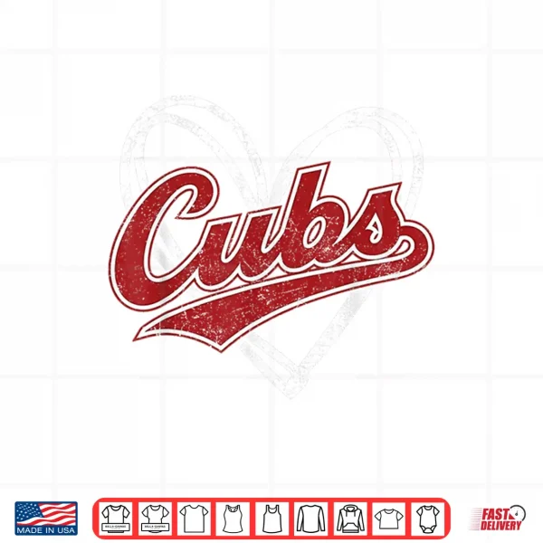 Design Vintage Cubs Gifts Heart for Men Women Boys Girls Kids Shirt