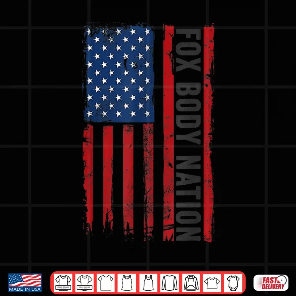 Design Vintage Foxbody American Flag Stang Muscle Car Gift Shirt