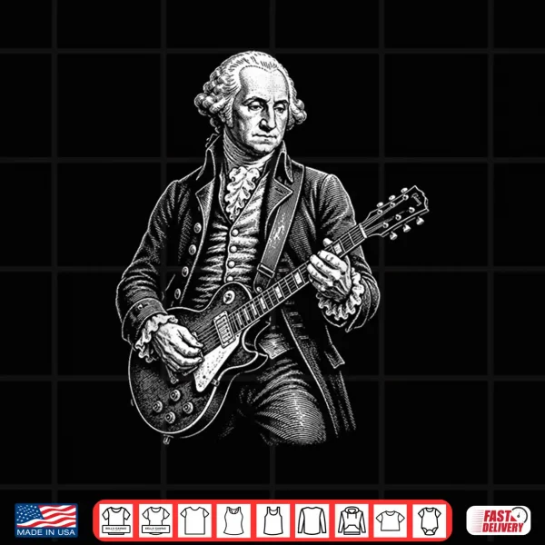 Design Vintage George Washington Playing Guitar President USA Men Shirt