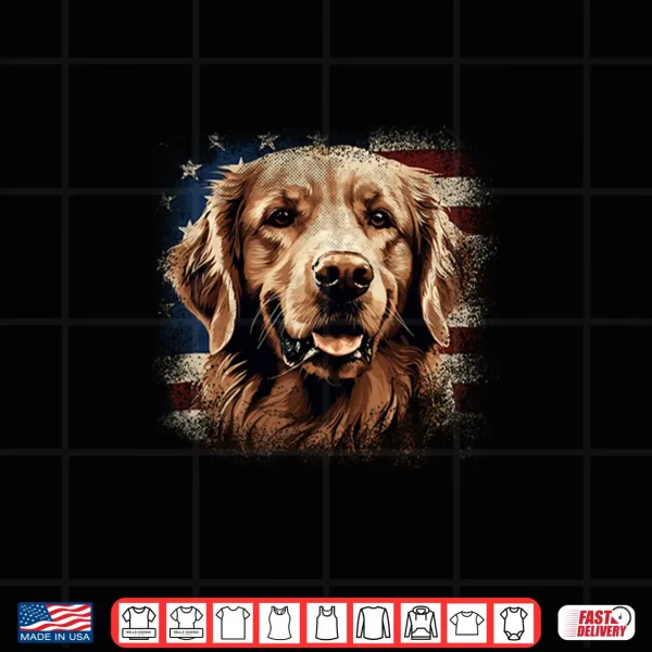 Design Vintage Golden Retriever Dog Patriotic American Flag Shirt