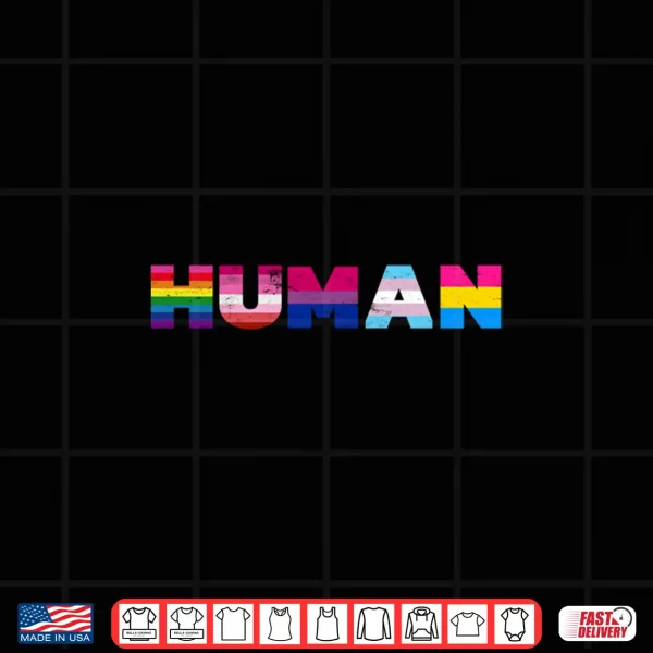 Design Vintage HUMAN Flag LGBT Gay Pride Month Transgender Hoodie Shirt