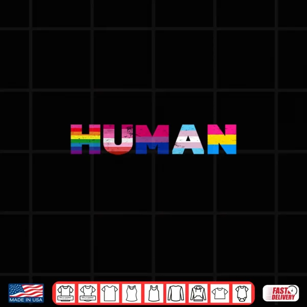 Design Vintage HUMAN Flag LGBT Gay Pride Month Transgender design Shirt
