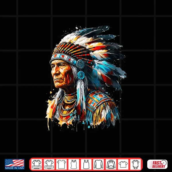 Design Vintage Indian Chief Native American Pride Feather Headdress Shirt