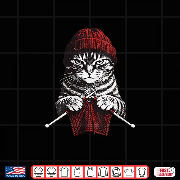 Design Vintage Knitting Cat Crochet Yarn Lover Cute Cat Shirt